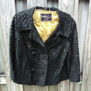 Vintage black persian lamb cropped cocktail jacket 3/4 sleeves